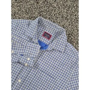UNTUCKIT Shirt Mens Small Blue Gray Plaid Lightweight Pugliese Long‎ Sleeve